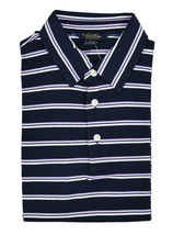 Brooks Brothers Mens Navy Blue Double Stripe Slim Fit Polo Shirt, Small S 3587-5 - £55.00 GBP