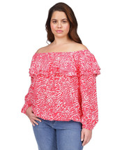 Michael Michael Kors Plus Size Animal-Print Off-the-Shoulder Top - Deep ... - £19.59 GBP