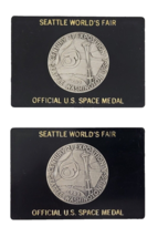 1962 Seattle Worlds Fair Official Space Age US Mint Silver Medals Lot of 2 - $170.53 CAD