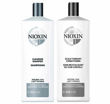 NIOXIN System 1 Cleanser Shampoo &amp; Scalp Therapy Conditioner 33.8oz Duo Set - £34.28 GBP