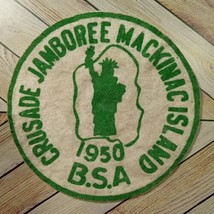 1950 BSA Patch Crusade Jamboree Mackinac Island NY 3x3&quot; Green Statue Lib... - £8.98 GBP