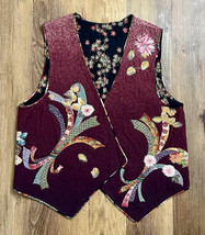 Handmade Women’s Cotton Quilted Ombre Flower Printed Reversible Snap Ves... - $33.66