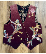 Handmade Women’s Cotton Quilted Ombre Flower Printed Reversible Snap Ves... - $46.13 CAD