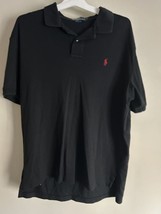 Polo by Ralph Lauren Shirt L Large Black With Red Pony Logo 100% Cotton - $23.74