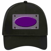 Purple White Small Chevron Oval Oil Rubbed Novelty Black Mesh License Plate Hat - £23.16 GBP
