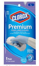 Clorox Premium Foam Lined Gloves, 13” Cuff, Size Large, 1 Pair - $8.95