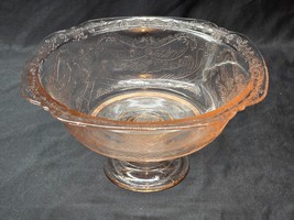 RARE Vintage Indiana Glass 9.5&quot; Footed Bowl Recollection Madrid Pink Depression - £29.88 GBP