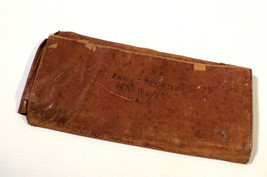 Vintage 1960s Worn Leather Billfold Wallet, Name &amp; Reading VT Written in Pen - £7.84 GBP