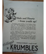 Vintage Kellogg&#39;s Whole Wheat Krumbles Print Magazine Advertisement 1923 - $6.99
