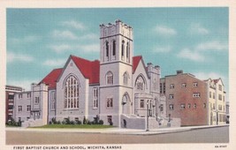 First Baptist Church and School Wichita Kansas KS Postcard C52 - £2.36 GBP