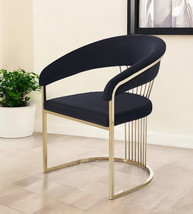 Black And Gold Upholstered Velvet Open Back Dining Arm Chair - $1,136.35 CAD