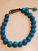 Natural Stone Bead Bracelet Faux Turquois Bangle Jewelry Adjustable 6&quot;-10&quot; Fr Sh - $9.99