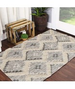 Superior Geometric Cotton-Latex Backing Indoor Area Rug2×3ft  Grey &amp; Whi... - $19.27