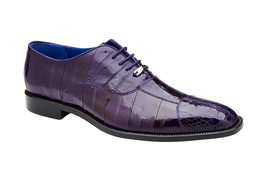 Men Belvedere Mare Genuine Ostrich Eel Leather Lace up Purple Shoes Lace Up 2P7 - £376.06 GBP