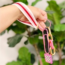 City Hip Jingle Wristlet Key Chain Bag Charm Pink Black White Gold - $14.85