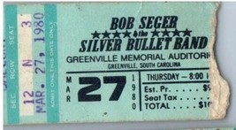 Bob Seger Argenté Bullet Bande Ticket Stub March 27 1980 Greenville Sud Carolina - £43.54 GBP
