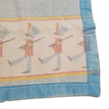 Vintage Toy Soldier Acrylic Blanket Blue Nylon Trim  36 X 50 - $38.58