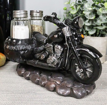 Retro Black Chopper Road Hog Motorcycle Salt And Pepper Shakers Holder F... - £20.82 GBP
