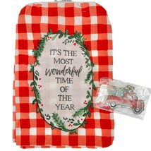 Primitives by Kathy Set Dish Towel and Ornament Red White Most Wonderful... - £11.73 GBP