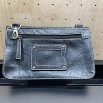 Wallet Clutch No Straps Black Silver Accents Cream Stitching Card Holder - £6.37 GBP