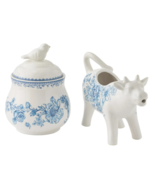 Pioneer Woman Agatha Stoneware Sugar Bowl &amp; Creamer Set Blue White Home ... - €33,39 EUR
