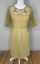 Esley NWT women’s crochet neck Knee length dress Size S Mustard i2 - £13.46 GBP