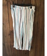 Denim &amp; Co Naturals Striped Capris Sz XS Linen Flax Blend Straight Leg B... - $16.83