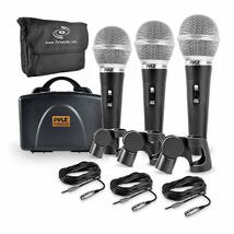 Pyle 3 Piece Professional Dynamic Microphone Kit Cardioid Unidirectional Vocal H - £56.09 GBP