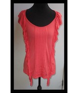 Cable &amp; Gauge Ladies Small Coral Sleeveless Top Ruffle Front NEW - $276.07 MXN
