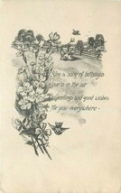 Birthday Victorian Postcard M102 1911 Black and White Flowers Birds Past... - $3.81