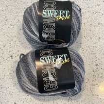 Grignasco Sweet Prints Yarn Lot Of 2 Balls Plied Cotton Blend 236 Gray W... - $10.69