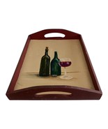 Vintage Hand-Painted Wooden Serving Tray – Wine Bottle &amp; Glass Still Lif... - $598.20 MXN