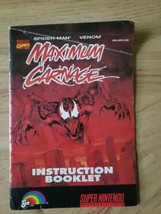 Maximum Carnage. Spider-Man Venom. Super Nintendo Snes. Manual Only. Authentic. - $23.75