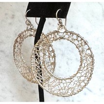 Large 999 Fine Silver Spider Web Hoop Earrings Sky - £56.76 GBP