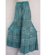 NWT Sacred Threads Aqua Color Exotic Palazzo Wide Leg Elastic Waist Pants - £23.33 GBP