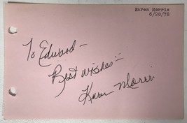 Karen Morris Autographed Vintage 4x6 Signature Page - £7.98 GBP