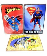 DC BATMAN AND ROBIN &amp; 2 SUPERMAN 3D Tin Sign Metal Poster 4 Corner Holes... - £21.33 GBP