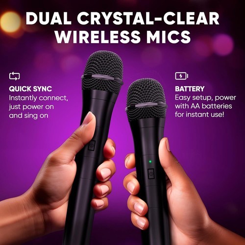 MASINGO Cantando C2 Karaoke Machine – 2 Mics, LED Lights, 3D Sound Item image 4