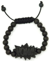 POW Bracelet New Natural Good Wood Style Adjustable Macrame With 10mm Wood Beads - £7.72 GBP