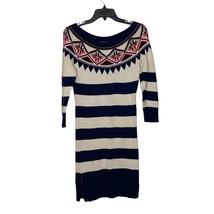 American Eagle Sweater Dress Size Medium Navy Cream Striped With Nordic ... - £15.81 GBP