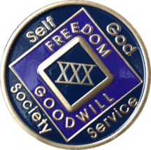 1 - 50 Year NA Medallion Triplate Narcotics Anonymous Black Blue &amp; Purpl... - £33.80 GBP