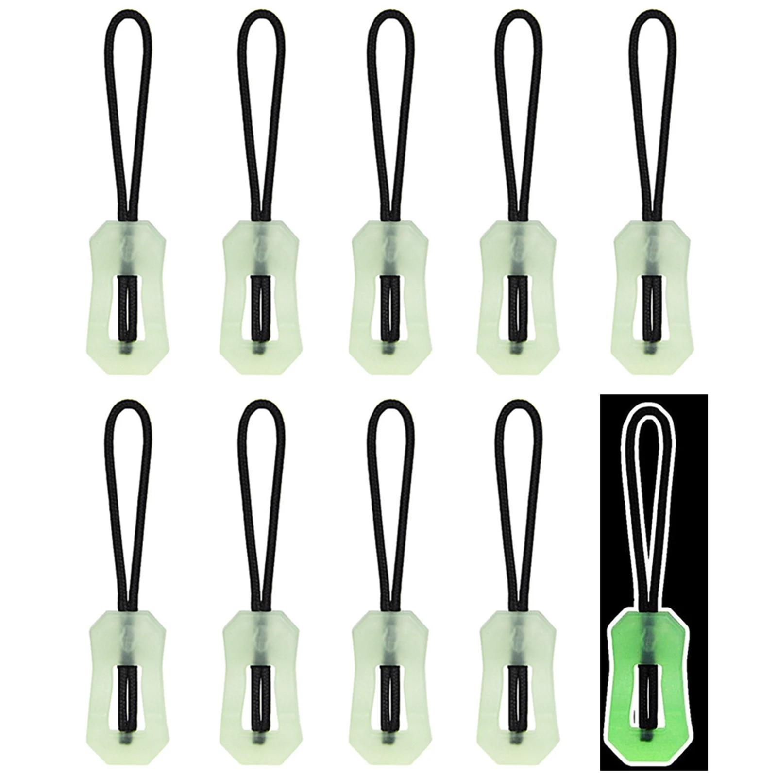 10PCS Luminous Zip Extension Glow In The Dark Backpack Zip Puller Heads Zip Tags - £10.14 GBP+