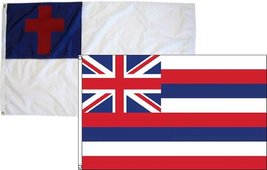 2x3 Christian Christ &amp; State Hawaii 2 Pack Flag Wholesale Combo 2&#39;x3&#39; Banner Gro - £7.56 GBP