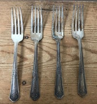 Set Lot 4 Vintage Antique HB Co Silverplate Faltware Dinner Forks Floral... - £23.91 GBP