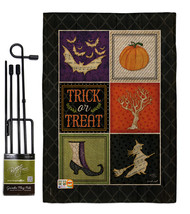 Trick or Treat Collage Burlap - Impressions Decorative Metal Garden Pole Flag Se - £27.23 GBP