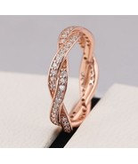 GENUINE CZ DESIGN ROSE GOLD TWIST OF FATE BRAIDED PAVE RING ALL SIZES AV... - £12.58 GBP