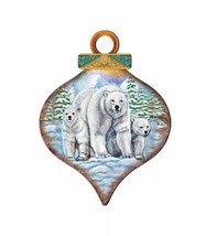 Designocracy Polar Bears Drop - 8035215 Wooden Ornaments Set of 2 C210221 - £16.13 GBP