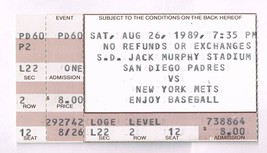 1989 Mets @ San Diego Padres ticket Stub August 26th Gwynn 2 Hits - £38.07 GBP