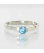 Blue Zircon Handmade Sterling Silver Unisex Stackable Solitaire Ring siz... - £44.63 GBP
