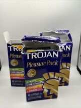 3pk Trojan Pleasure Variety Pack Lubricated Latex Condoms Ex.08/27~Damag... - $24.63